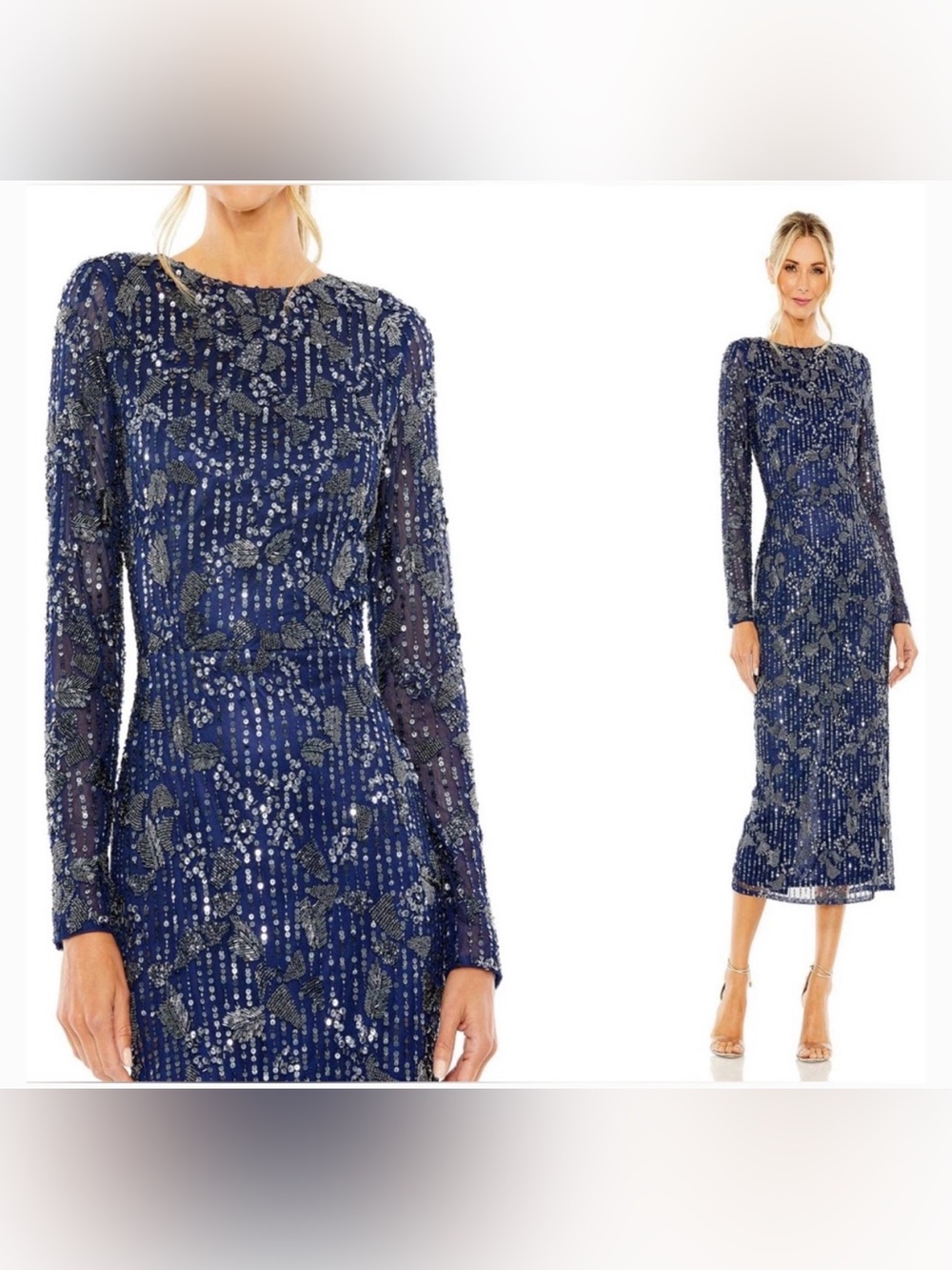 Mac Duggal Sequin Beaded Gala Evening Wedding Formal Cocktail Dress